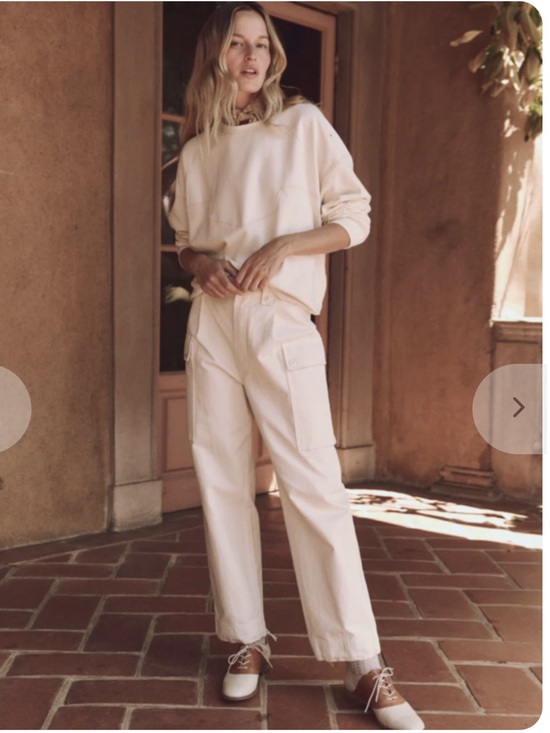THE GREAT. Pants - THE GREAT. Convoy Straight-Leg Cargo Pants in Cream
